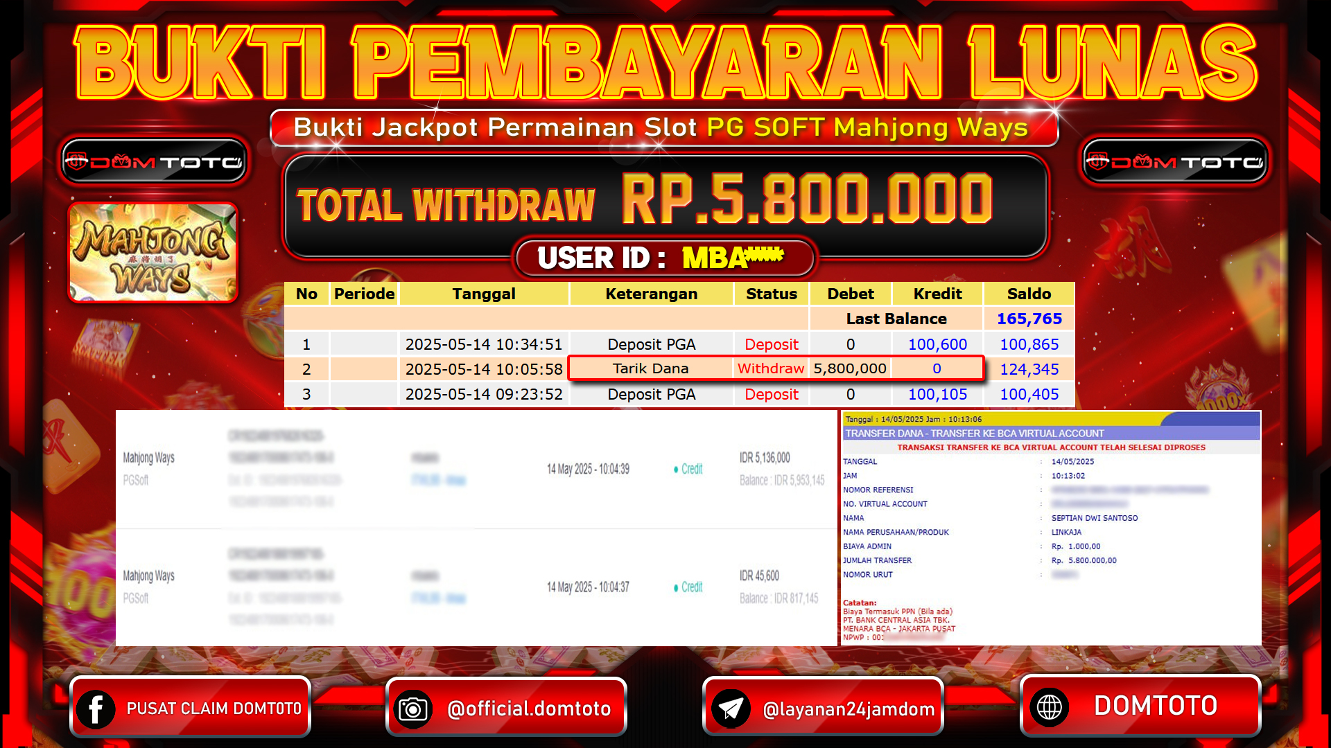 JACKPOT SLOT MAHJONG WAYS 14 MEI 2025